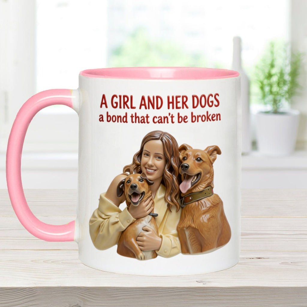 Une fille et ses chiens : un lien indéfectible - Mug personnalisé avec motif chien
