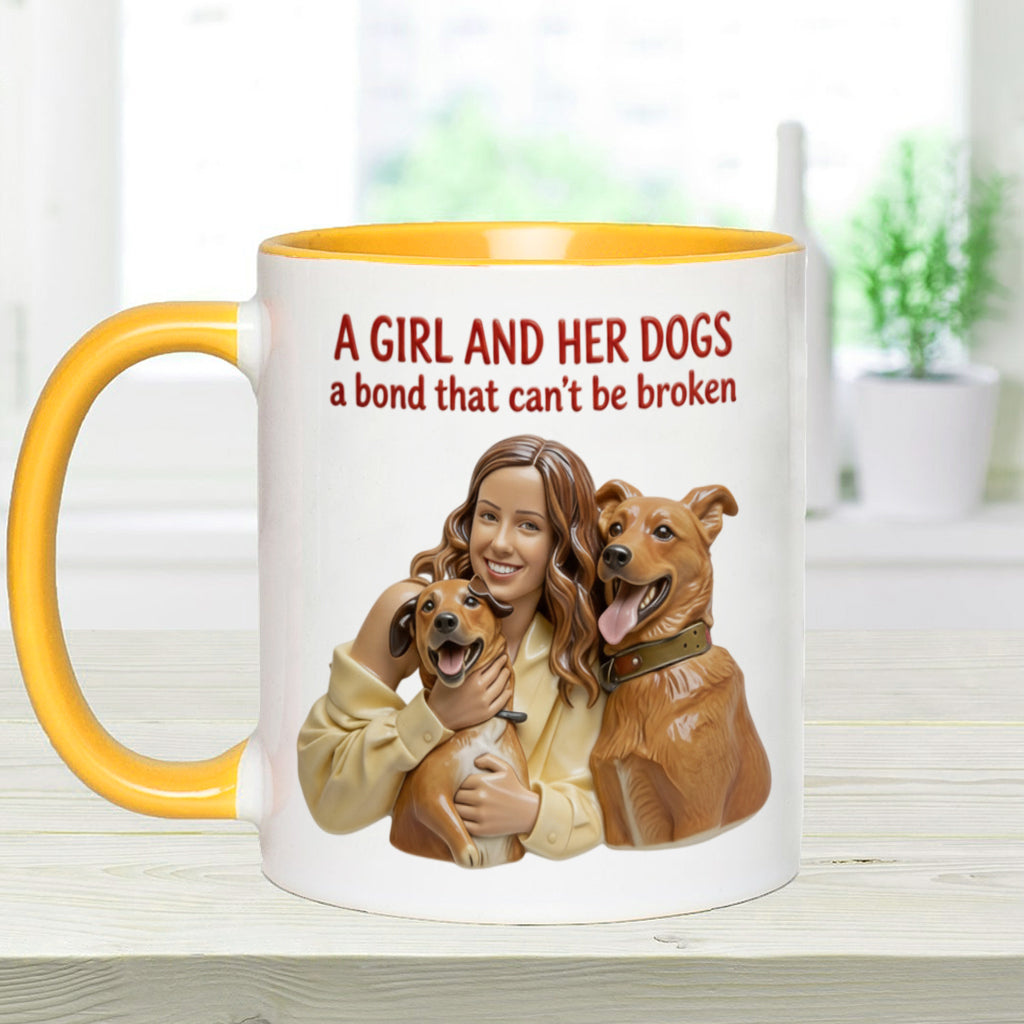 Une fille et ses chiens : un lien indéfectible - Mug personnalisé avec motif chien