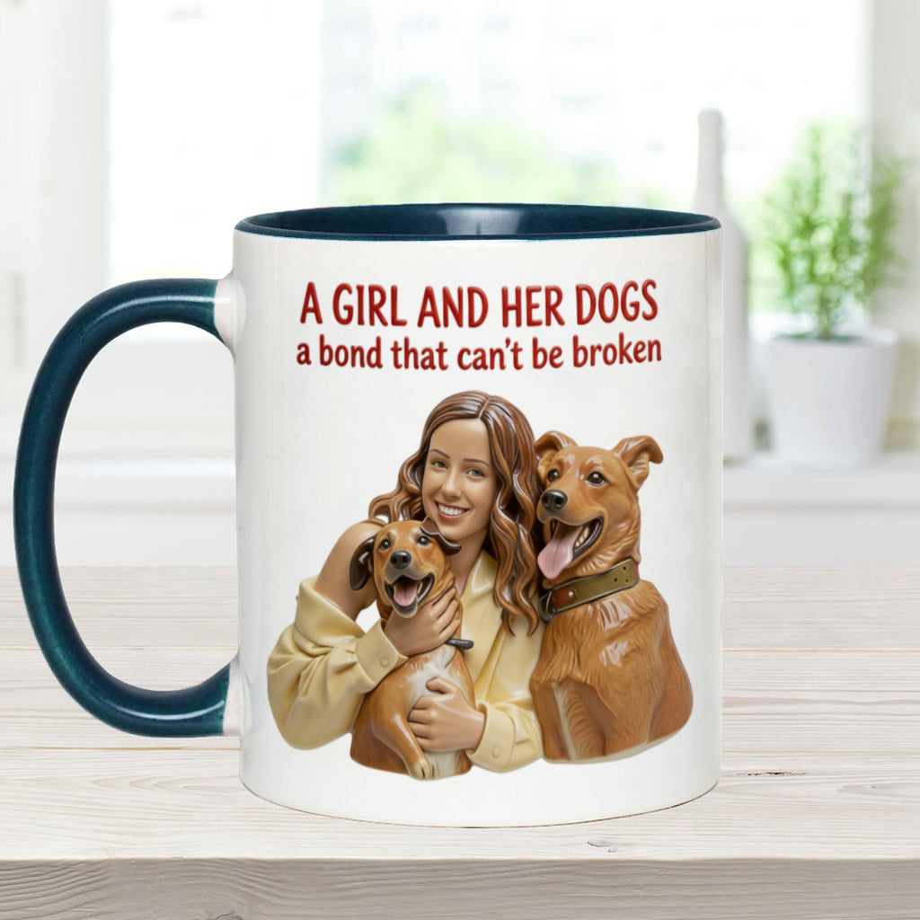Une fille et ses chiens : un lien indéfectible - Mug personnalisé avec motif chien