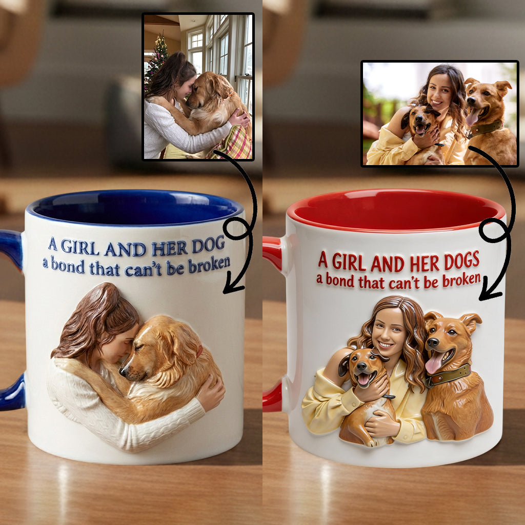 Une fille et ses chiens : un lien indéfectible - Mug personnalisé avec motif chien