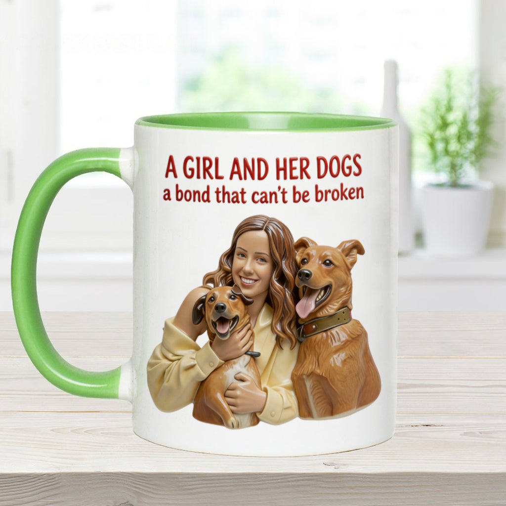 Une fille et ses chiens : un lien indéfectible - Mug personnalisé avec motif chien
