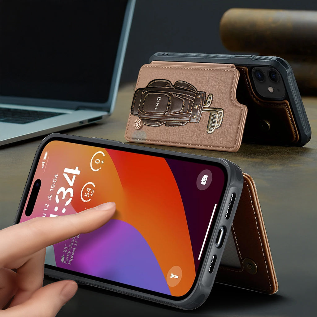 Cadeau de luxe pour golfeur - Étui portefeuille/téléphone personnalisé avec nom - Nom personnalisé