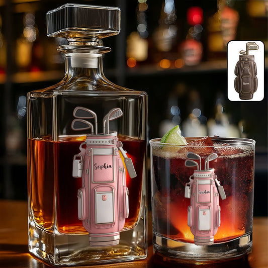 Luxury Gift For Golfer Custom Name - Personalized Golf Whiskey Decanter Set
