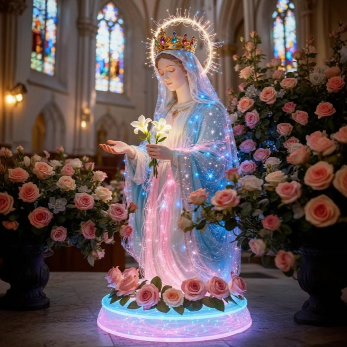 Veilleuse LED chrétienne en acrylique « Foi et Grâce »