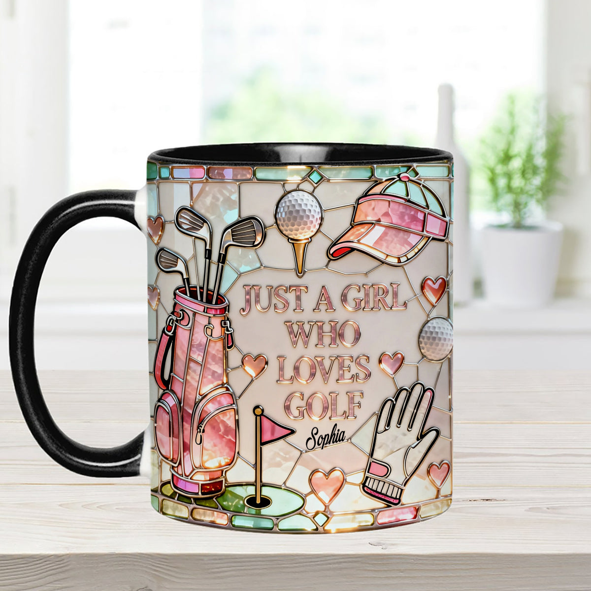 Just A Girl Who Loves Golf - Personalized Golf Set Accent Mug with Acrylic Stirrers