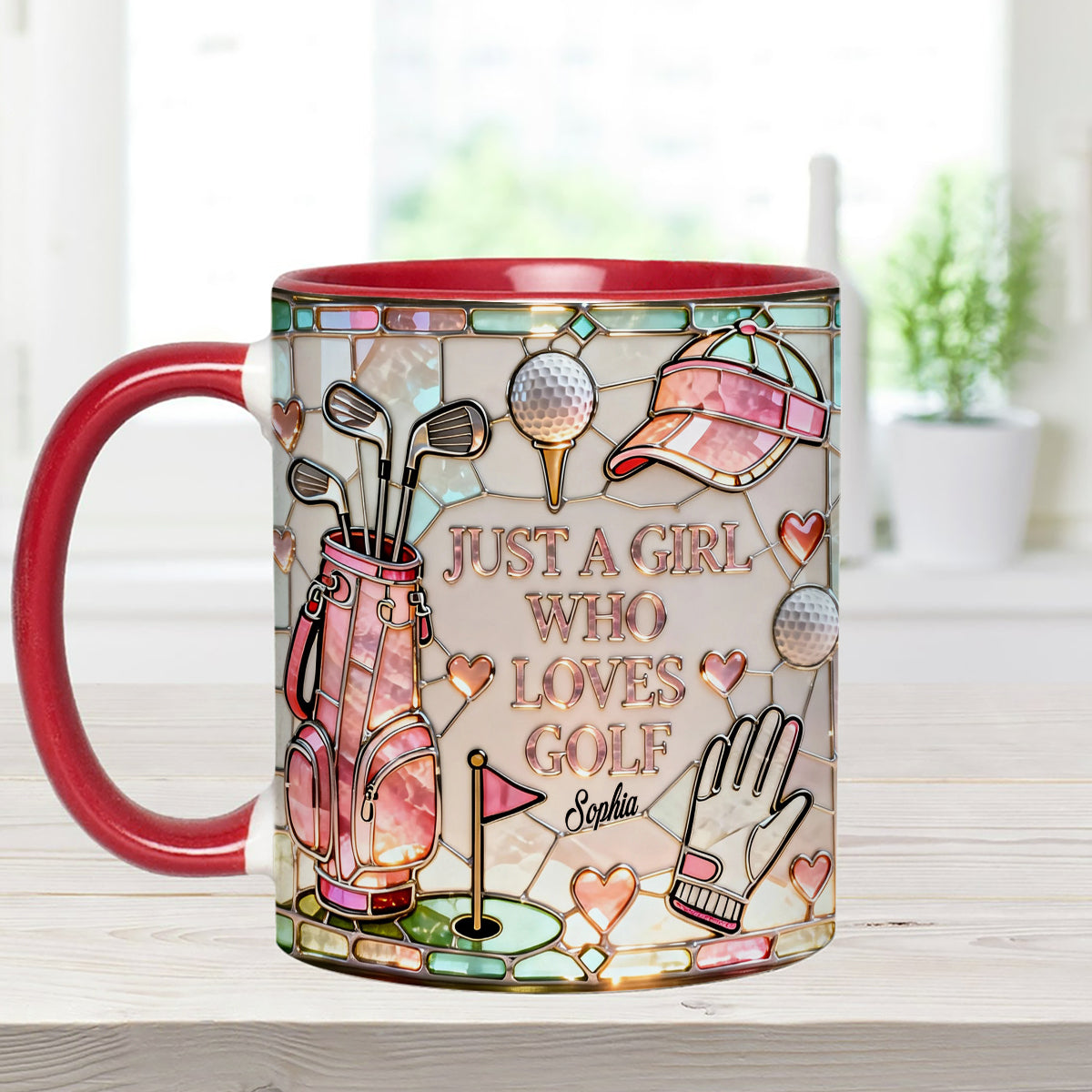 Just A Girl Who Loves Golf - Personalized Golf Set Accent Mug with Acrylic Stirrers