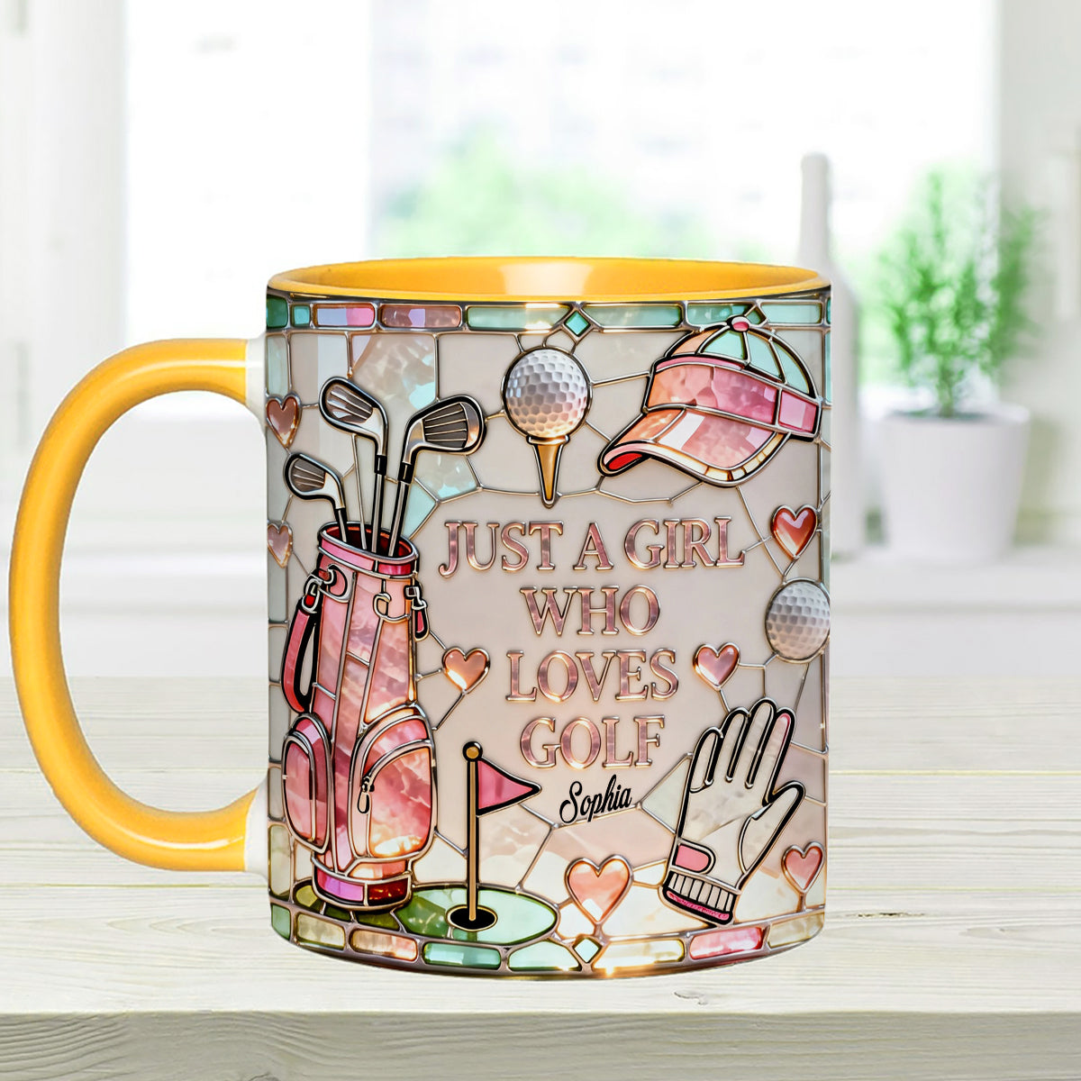 Just A Girl Who Loves Golf - Personalized Golf Set Accent Mug with Acrylic Stirrers