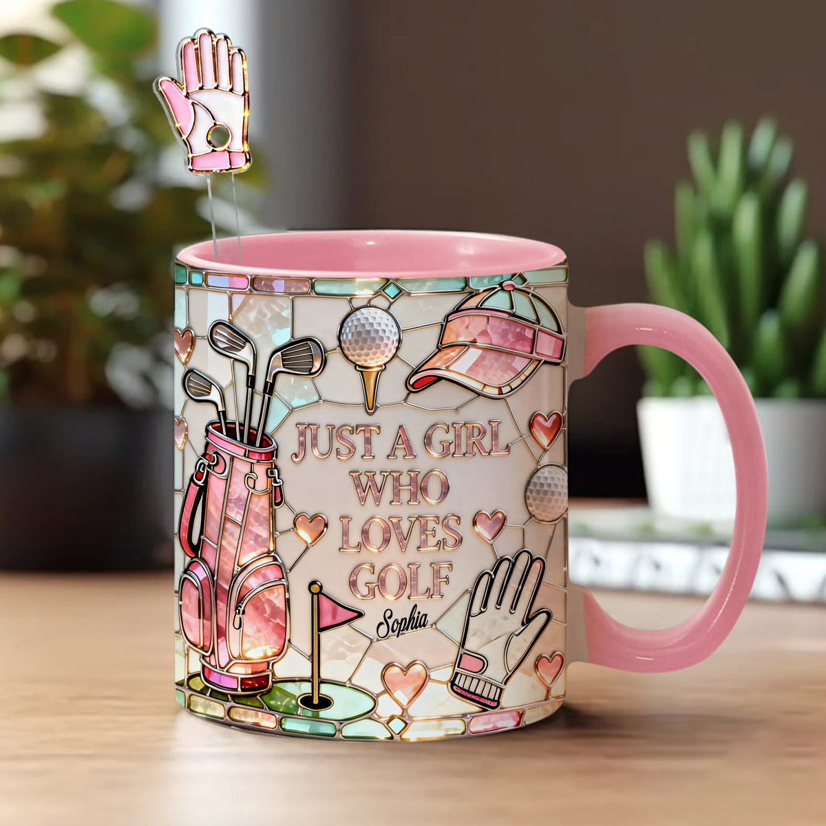 Just A Girl Who Loves Golf - Personalized Golf Set Accent Mug with Acrylic Stirrers