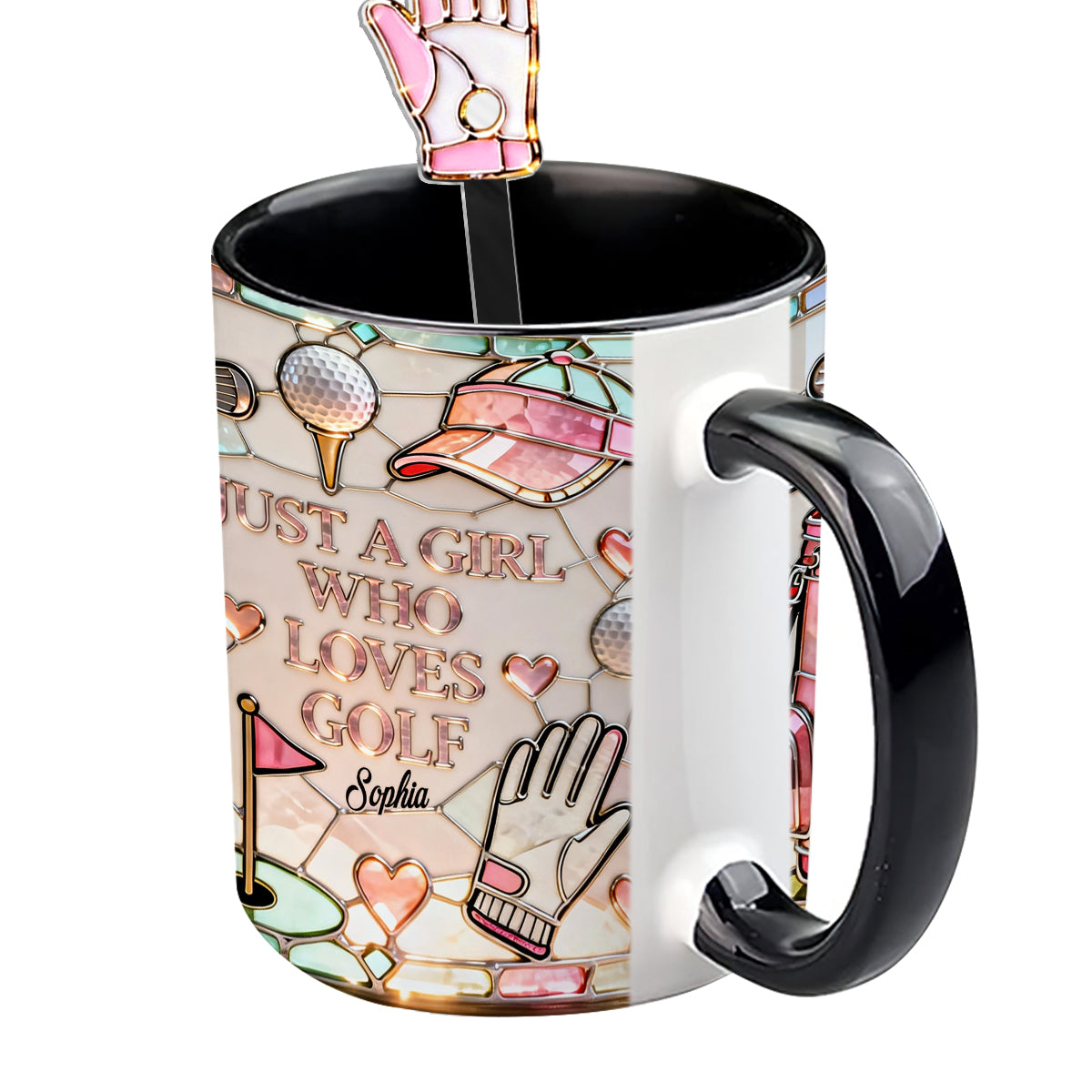 Just A Girl Who Loves Golf - Personalized Golf Set Accent Mug with Acrylic Stirrers