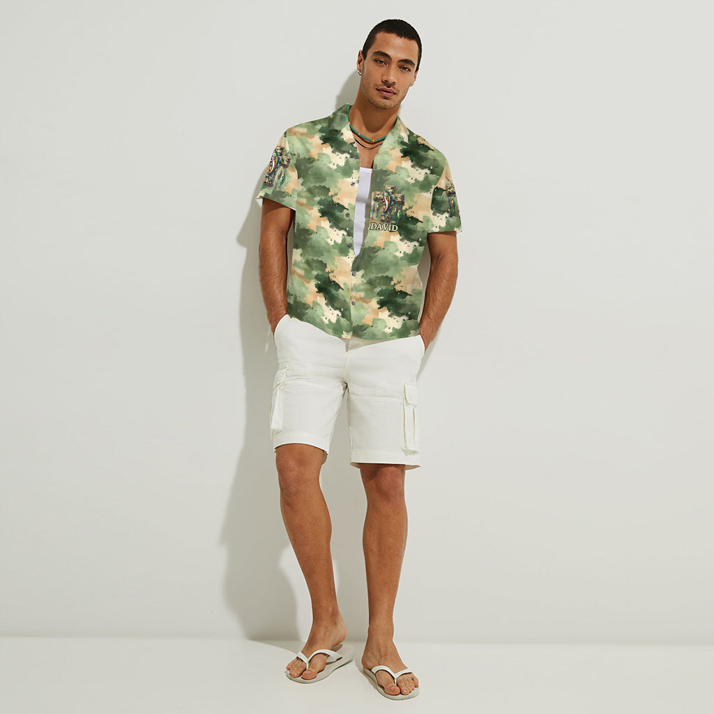 J'aime la pêche et je crois en Dieu - Chemise hawaïenne de pêche personnalisée