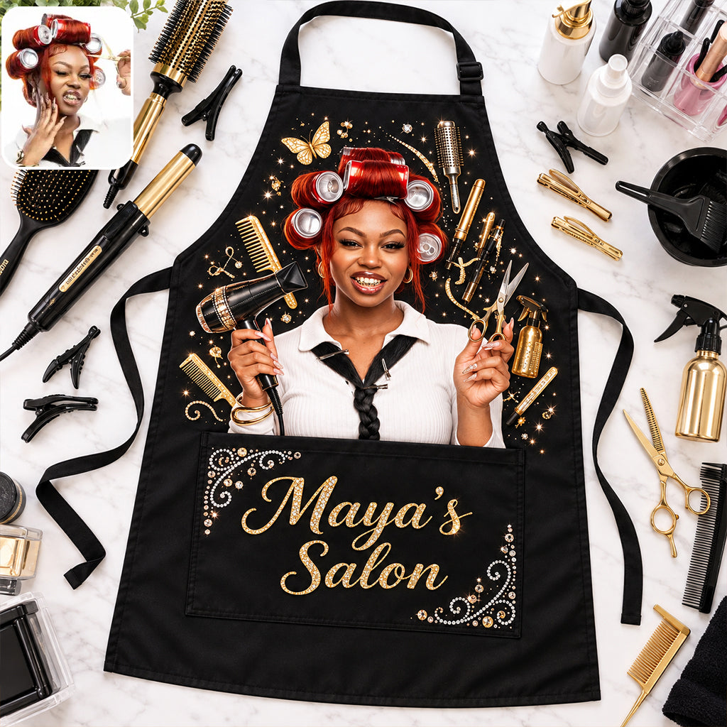 Hairdresser Custom Apron From Any Photo - Personalized Hairdresser Apron With Pockets