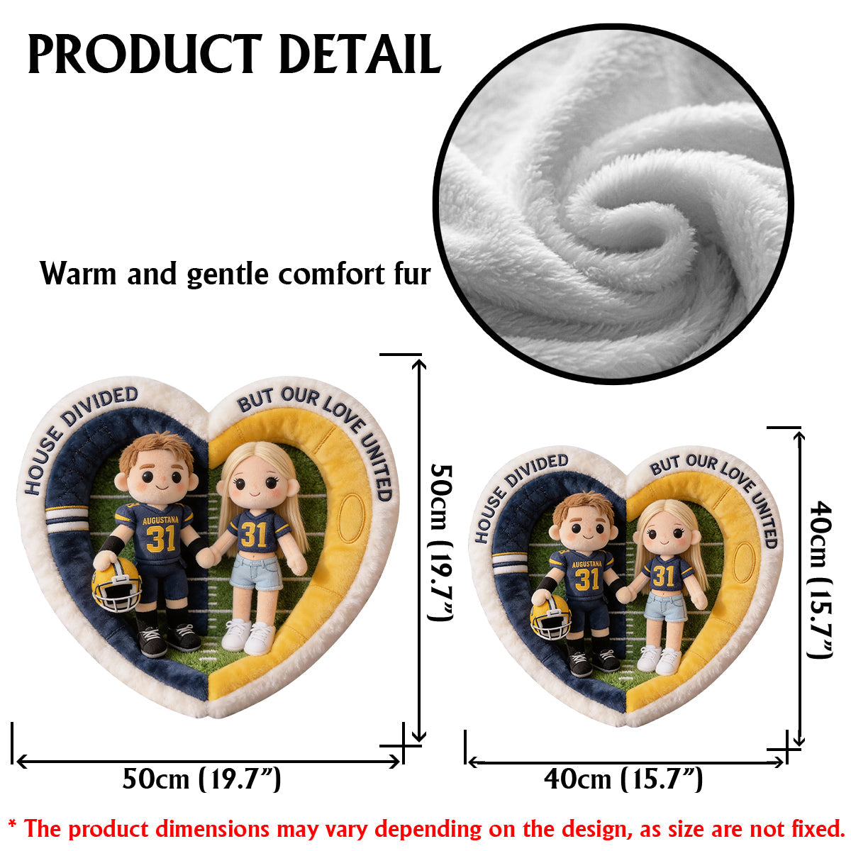 Football House Divided - Personalized Football Faux Fur Shaped Pillow