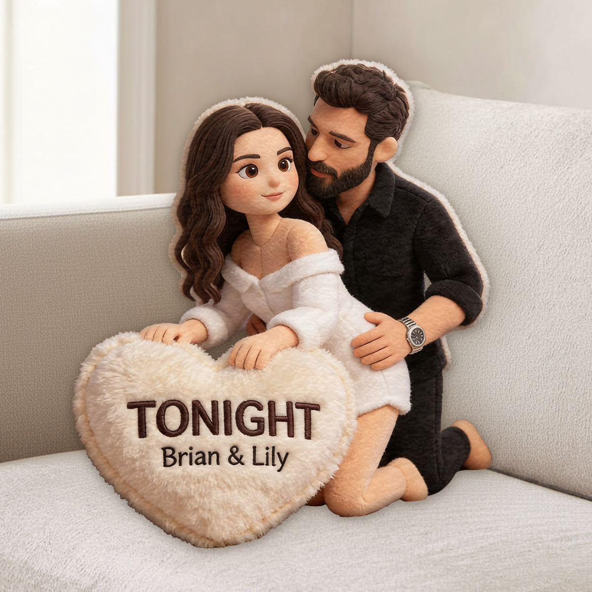 Ce soir - Coussin en fausse fourrure personnalisé pour couples épicés