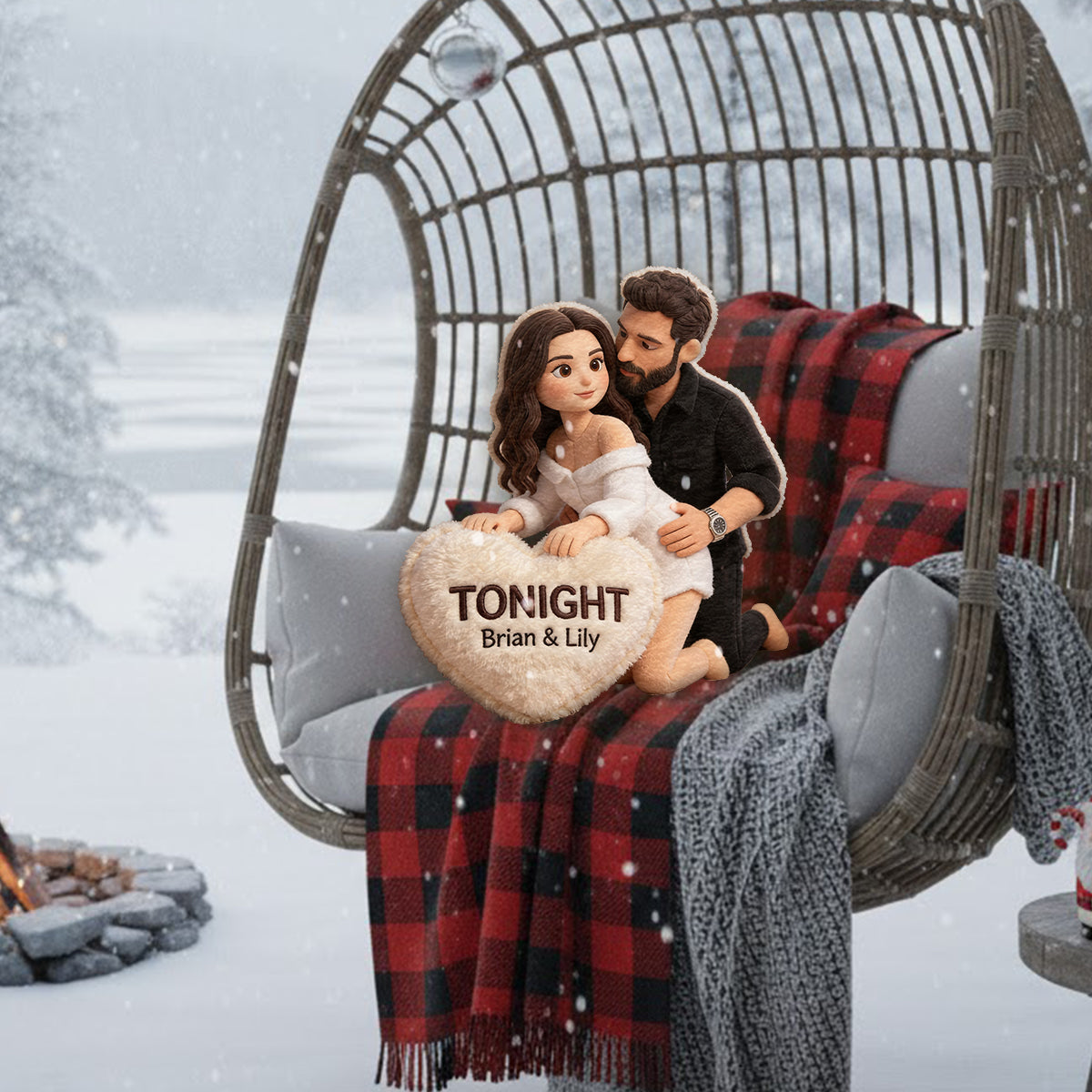 Ce soir - Coussin en fausse fourrure personnalisé pour couples épicés