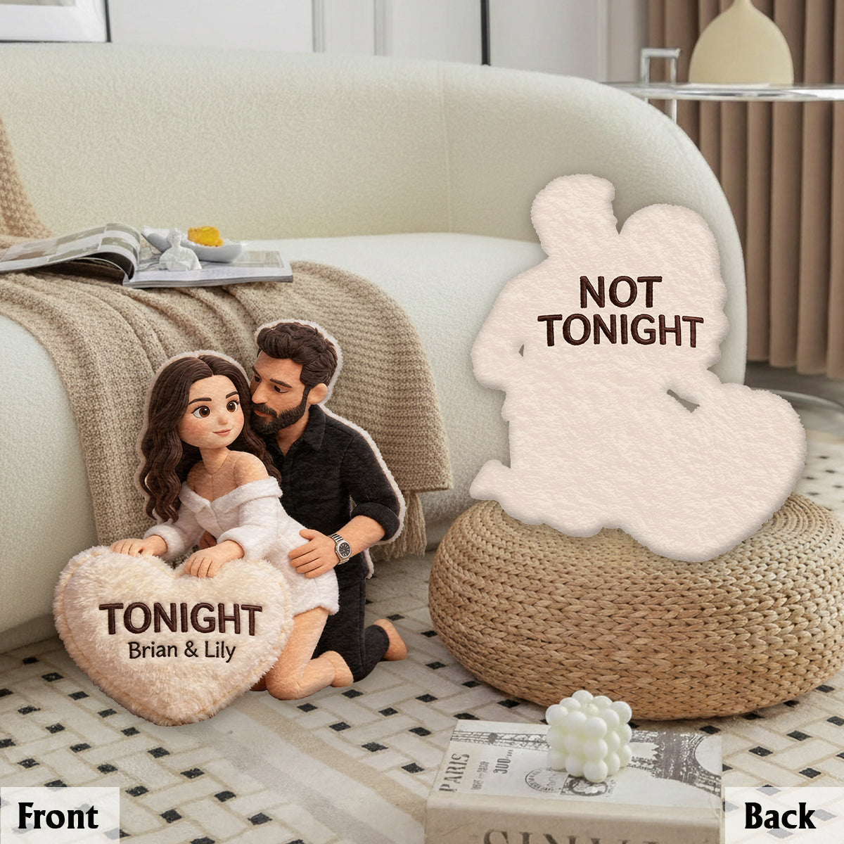 Ce soir - Coussin en fausse fourrure personnalisé pour couples épicés