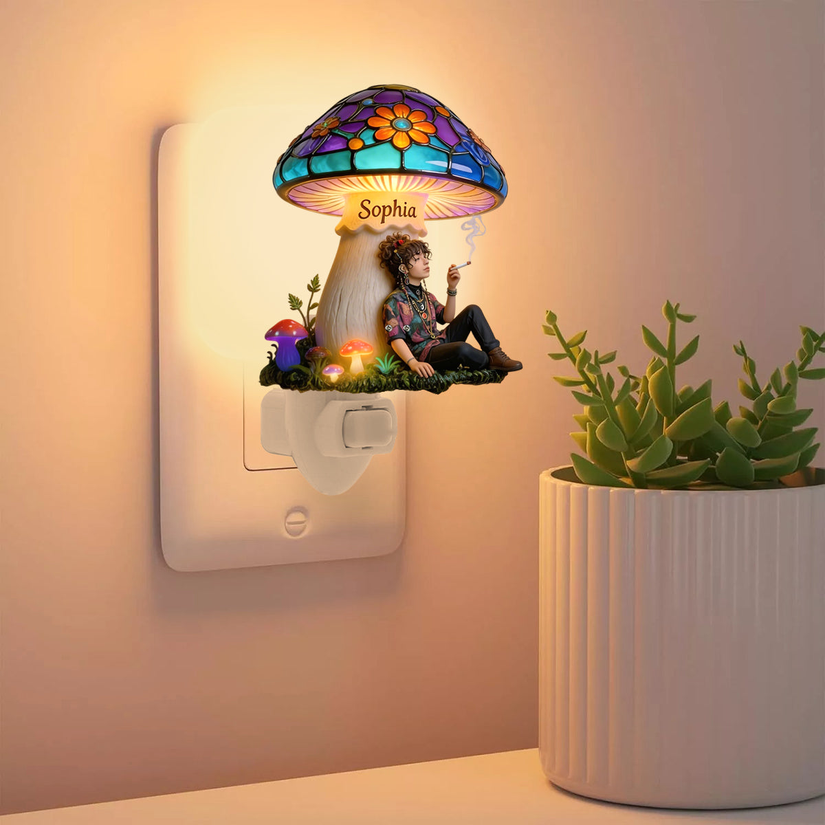 Magic Smoking Mushroom - Personalized Hippie Acrylic Plug-In Night Light