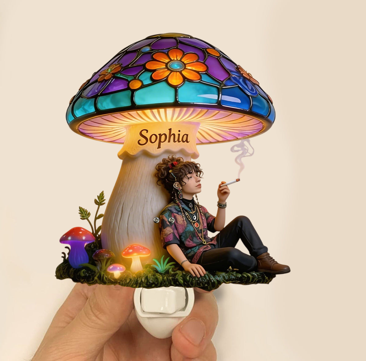Magic Smoking Mushroom - Personalized Hippie Acrylic Plug-In Night Light