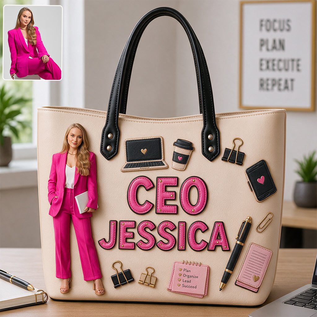 Any Photo, Job Title - Personalized Colleague Leather Bag