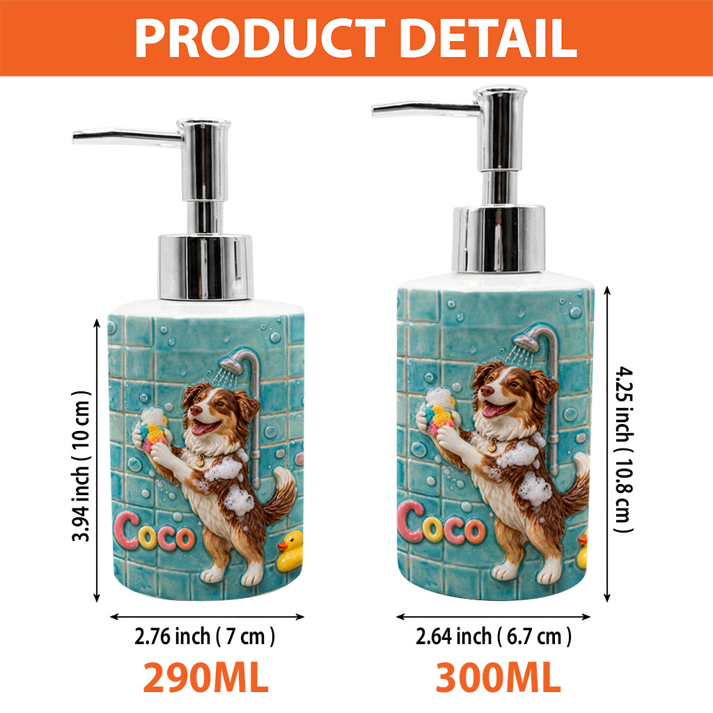 Bath Time - Personalized Dog Ceramic Pump Dispenser