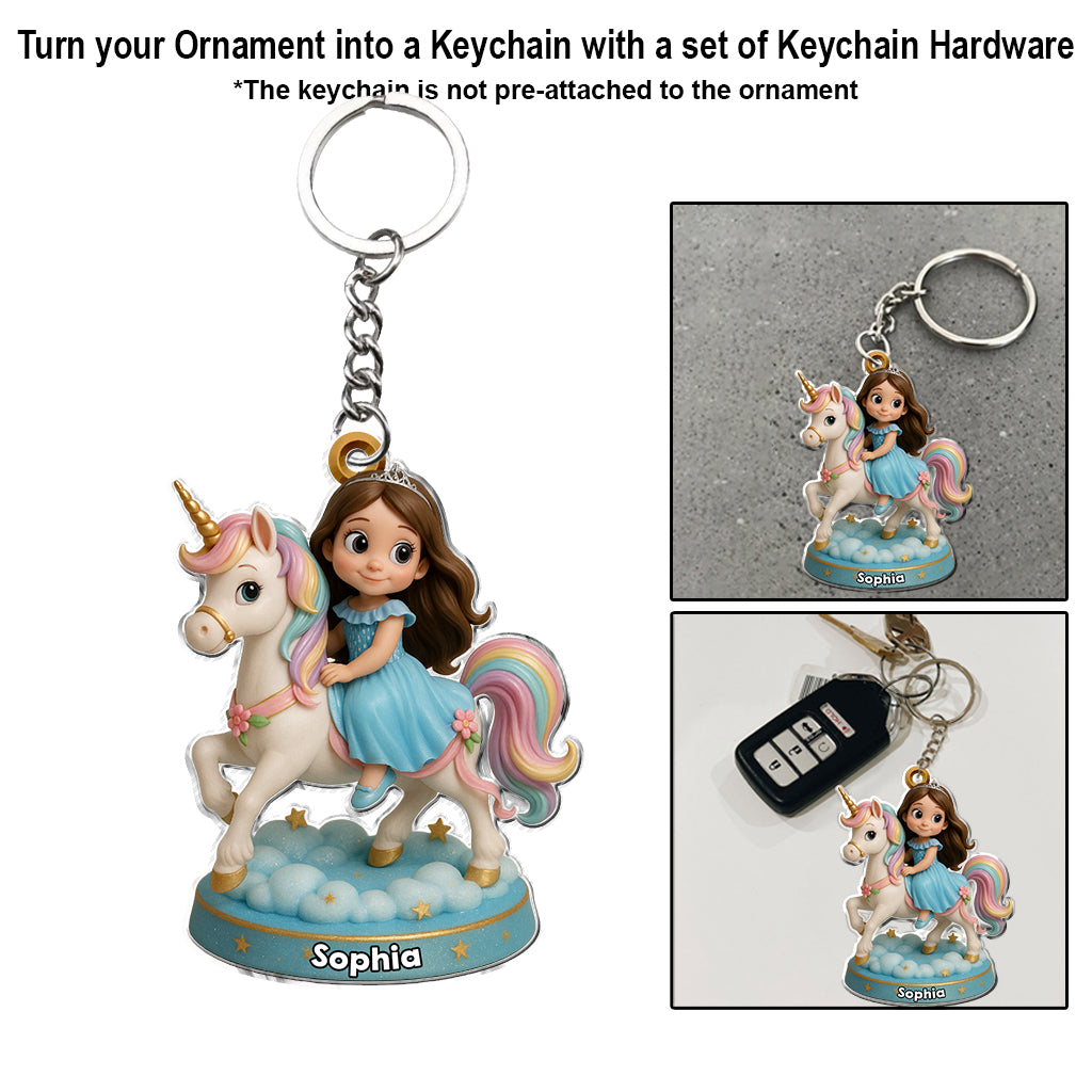 Custom From Any Photo, Gift For Unicorrn Loving Girls - Personalized Kid Custom Shaped Ornament
