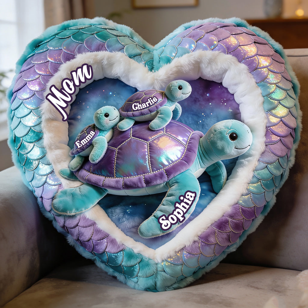 Nana Turtle Gift For Mom Grandma - Personalized Grandma Faux Fur Shaped Pillow