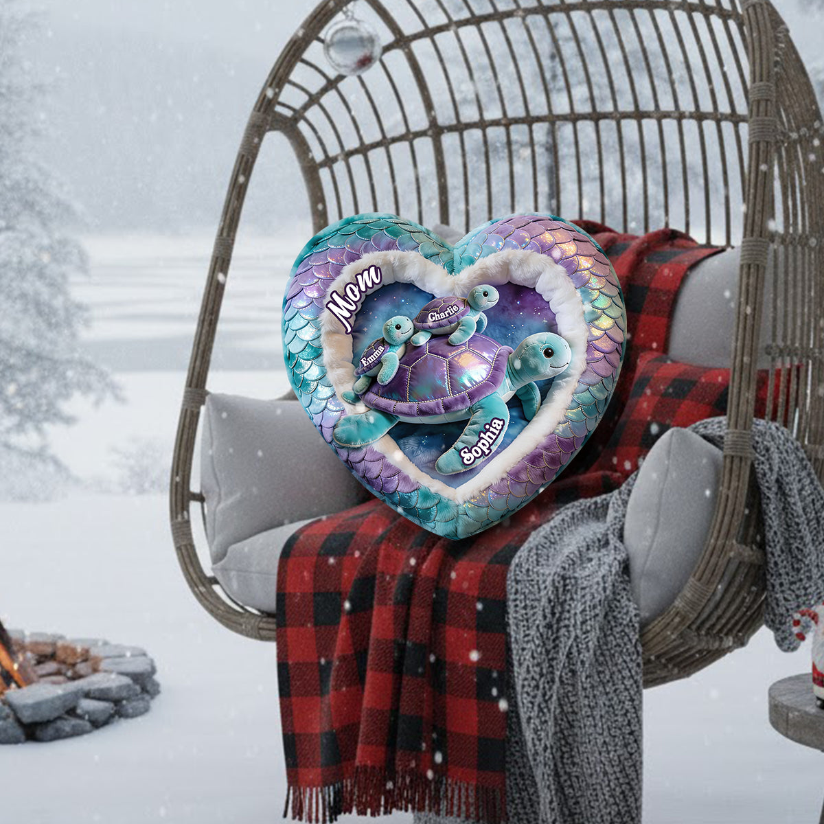 Nana Turtle Gift For Mom Grandma - Personalized Grandma Faux Fur Shaped Pillow