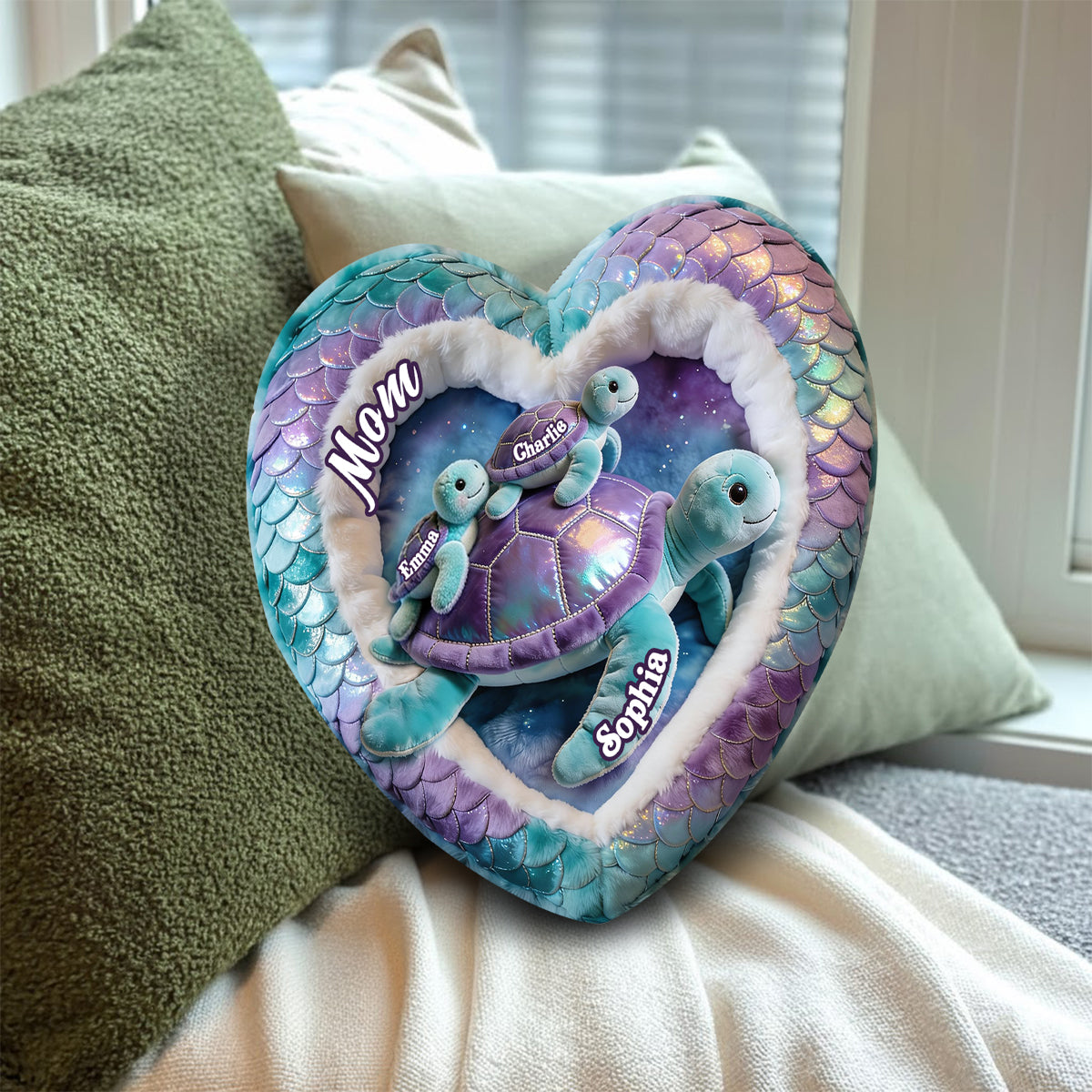 Nana Turtle Gift For Mom Grandma - Personalized Grandma Faux Fur Shaped Pillow
