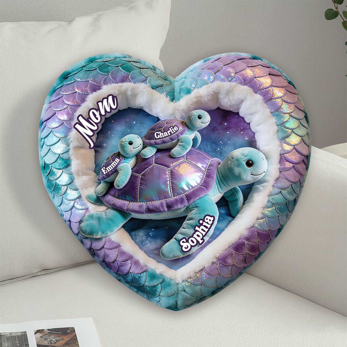 Nana Turtle Gift For Mom Grandma - Personalized Grandma Faux Fur Shaped Pillow