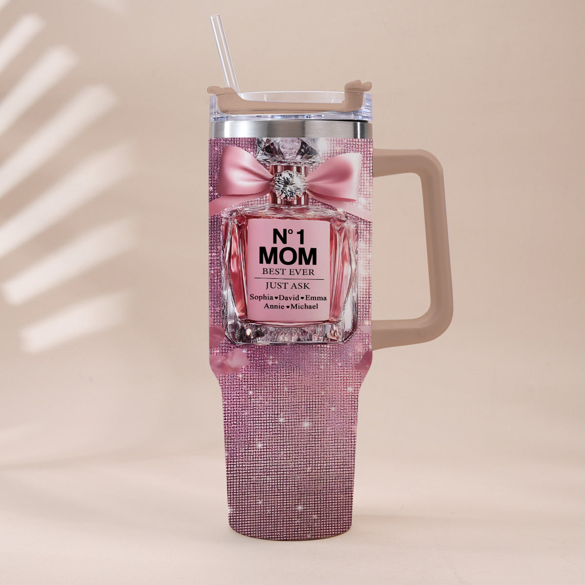 No1 Mom Ever - Personalized Mother Tumbler With Handle