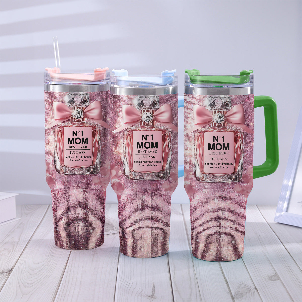 No1 Mom Ever - Personalized Mother Tumbler With Handle