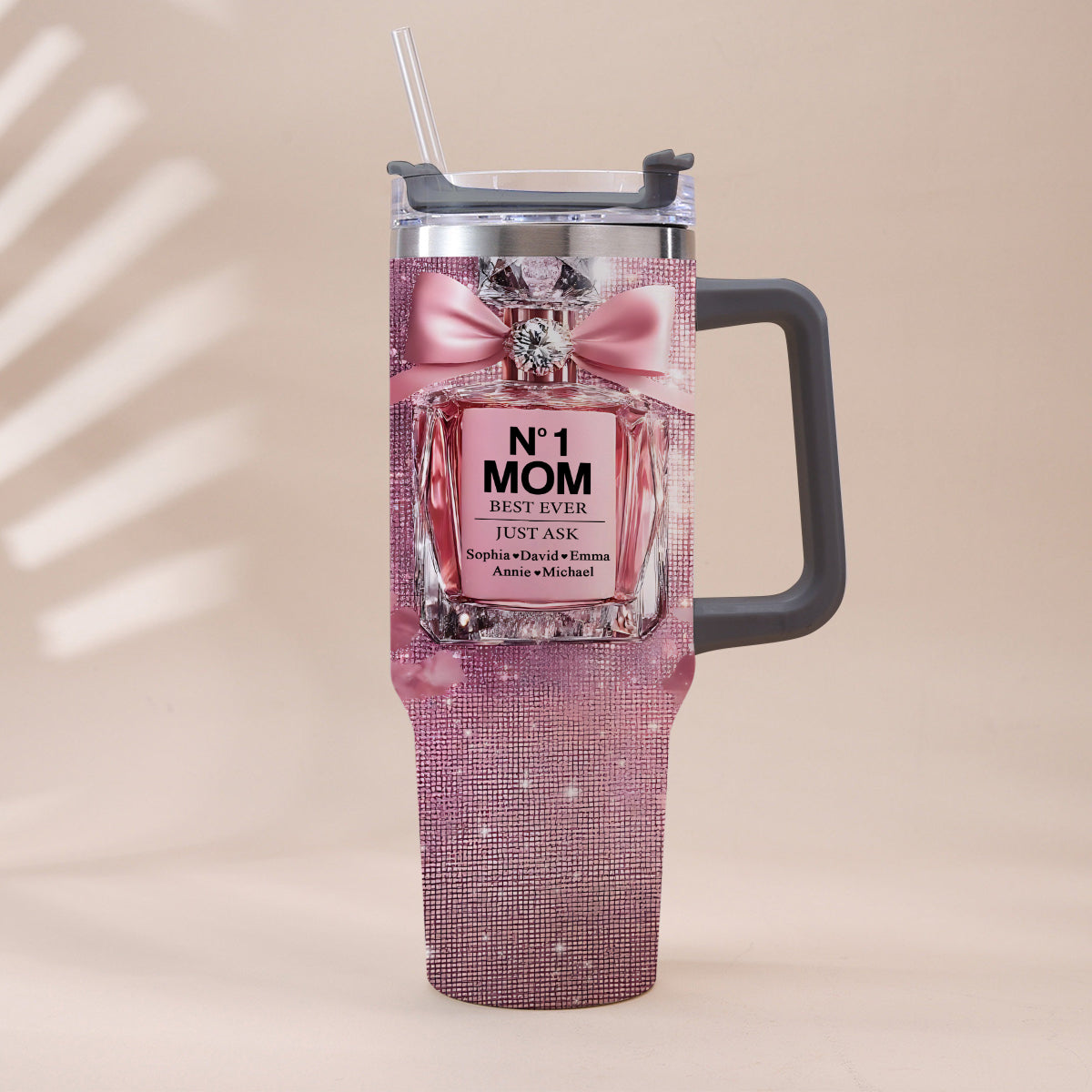 No1 Mom Ever - Personalized Mother Tumbler With Handle
