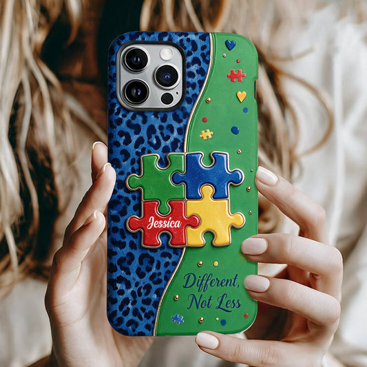 Différent mais pas moins - Coque de téléphone personnalisée pour sensibilisation à l'autisme