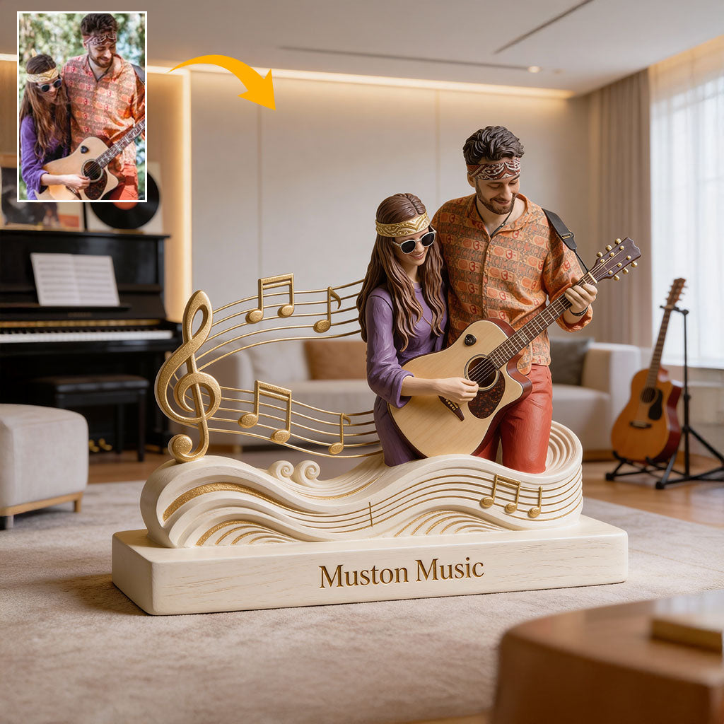 Cadeau pour guitariste et mélomane - Plaque acrylique personnalisée en forme de guitare