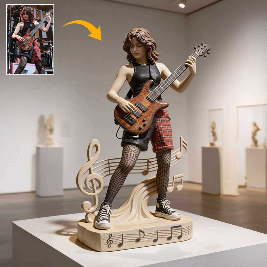 Cadeau pour guitariste et mélomane - Plaque acrylique personnalisée en forme de guitare