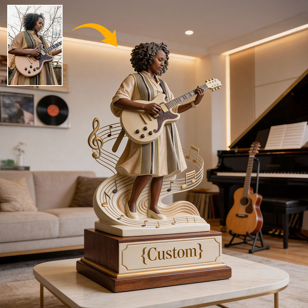 Cadeau pour guitariste et mélomane - Plaque acrylique personnalisée en forme de guitare