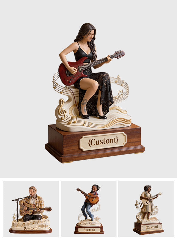 Cadeau pour guitariste et mélomane - Plaque acrylique personnalisée en forme de guitare