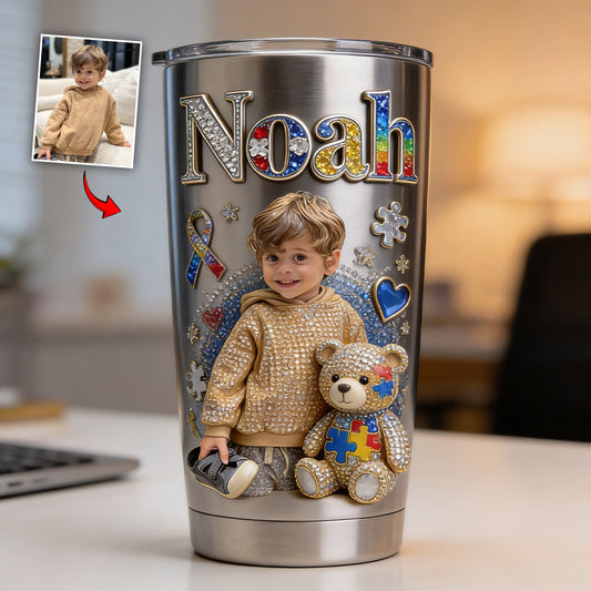 J'aime - Personnalisé à partir de photo - Tasse de sensibilisation à l'autisme