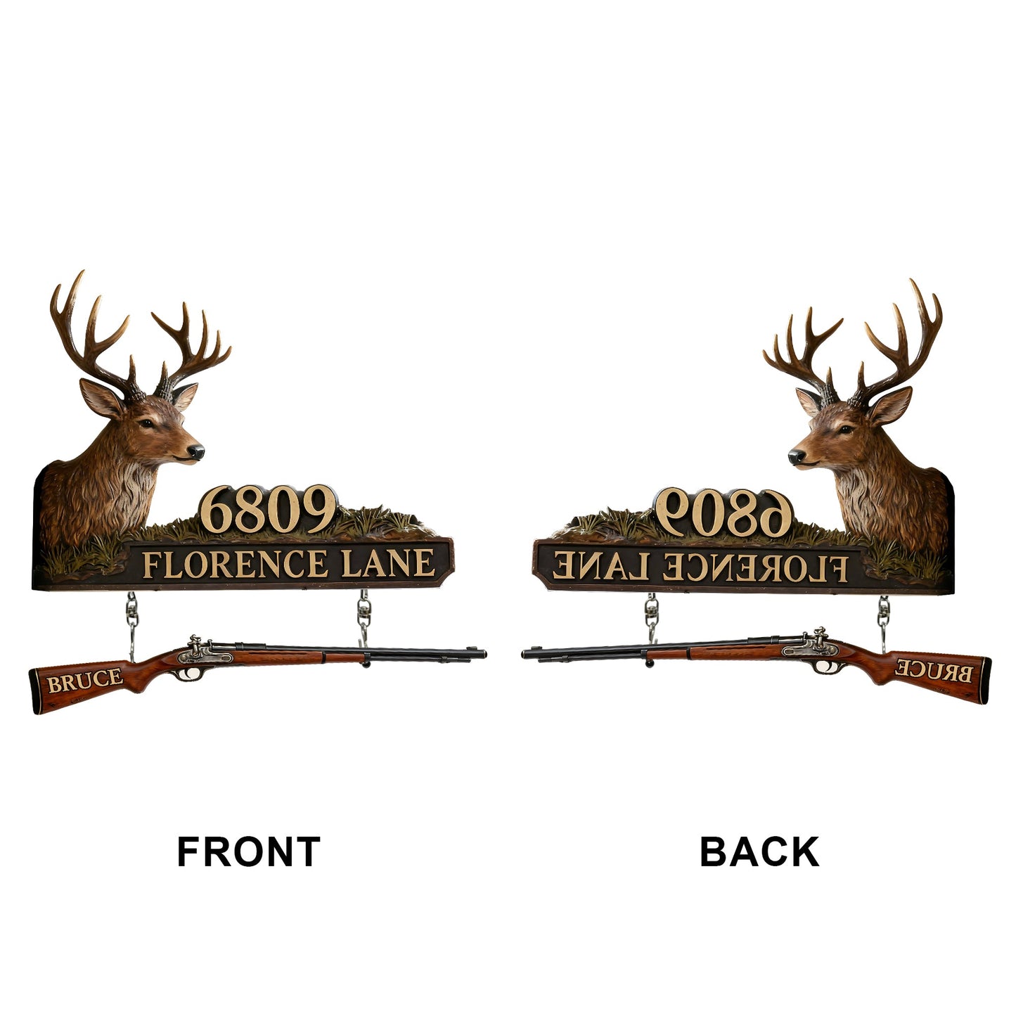 Deer Head - Personalized Hunting Wooden Wall Mount Sign