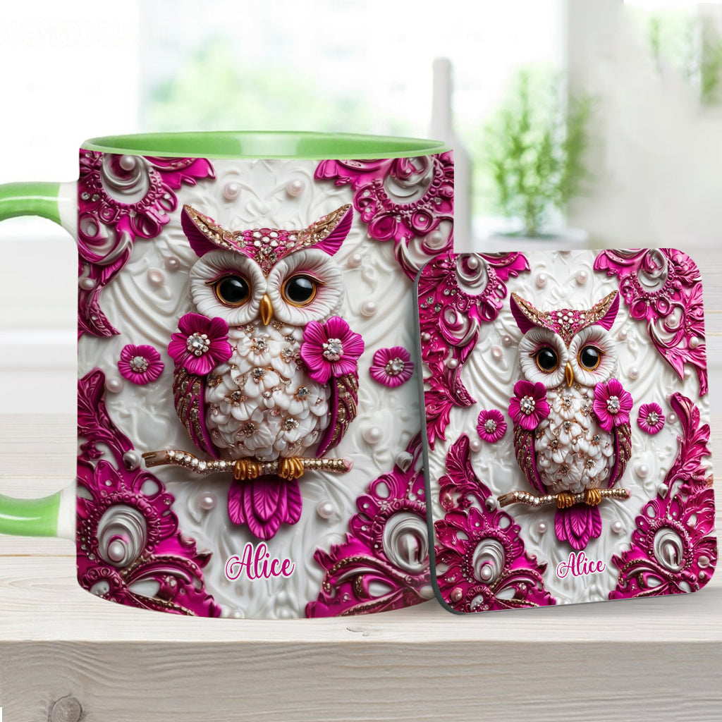 Chouette Magique - Mug et sous-verre personnalisés avec motif hibou