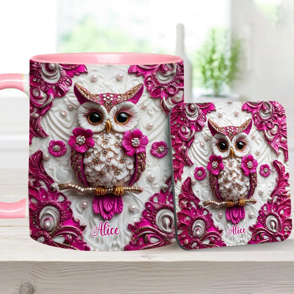 Chouette Magique - Mug et sous-verre personnalisés avec motif hibou