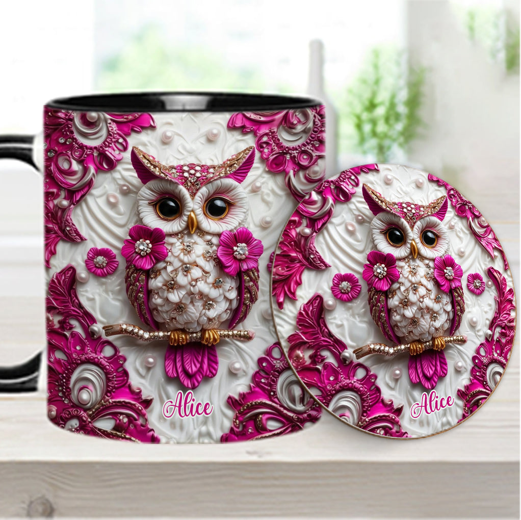 Chouette Magique - Mug et sous-verre personnalisés avec motif hibou