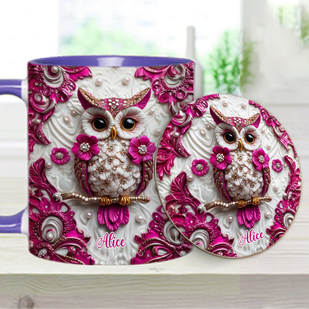 Chouette Magique - Mug et sous-verre personnalisés avec motif hibou