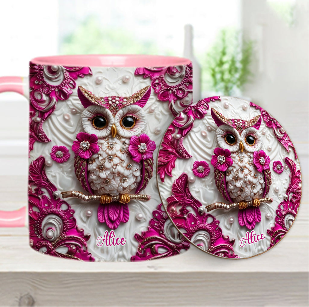 Chouette Magique - Mug et sous-verre personnalisés avec motif hibou