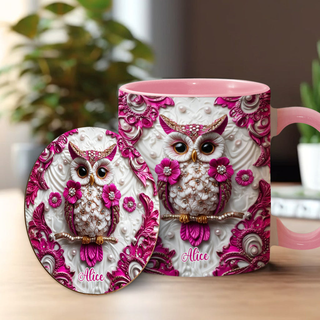Chouette Magique - Mug et sous-verre personnalisés avec motif hibou