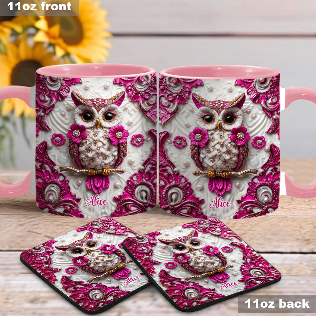 Chouette Magique - Mug et sous-verre personnalisés avec motif hibou