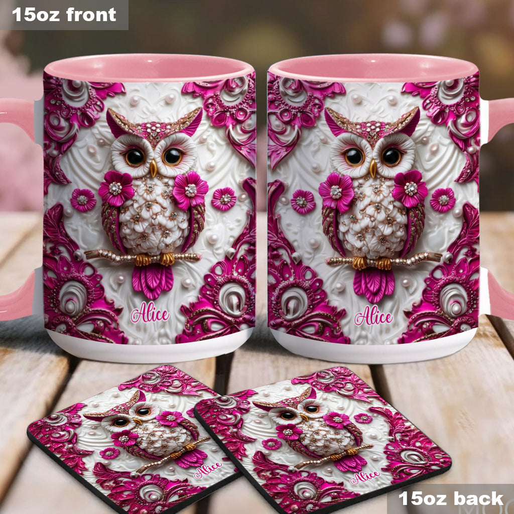 Chouette Magique - Mug et sous-verre personnalisés avec motif hibou
