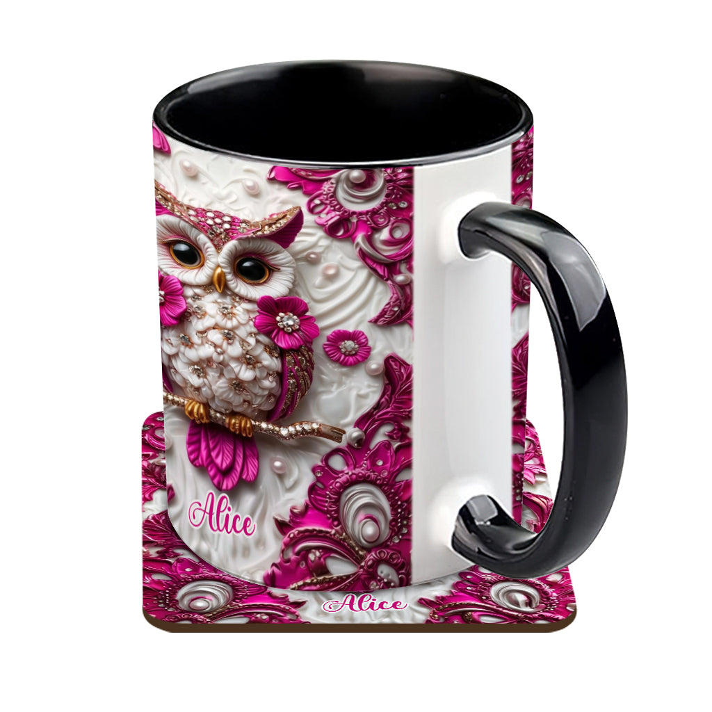 Chouette Magique - Mug et sous-verre personnalisés avec motif hibou