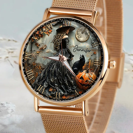 Montre-bracelet personnalisée pour femme sorcière - Sorcière magique 