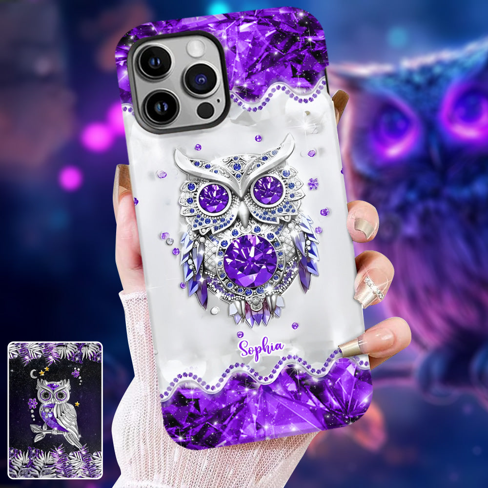 Purple Owl - Personalized Owl Full Print Phone Case