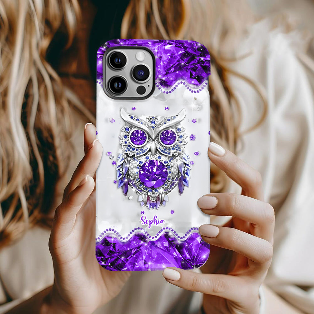 Purple Owl - Personalized Owl Full Print Phone Case